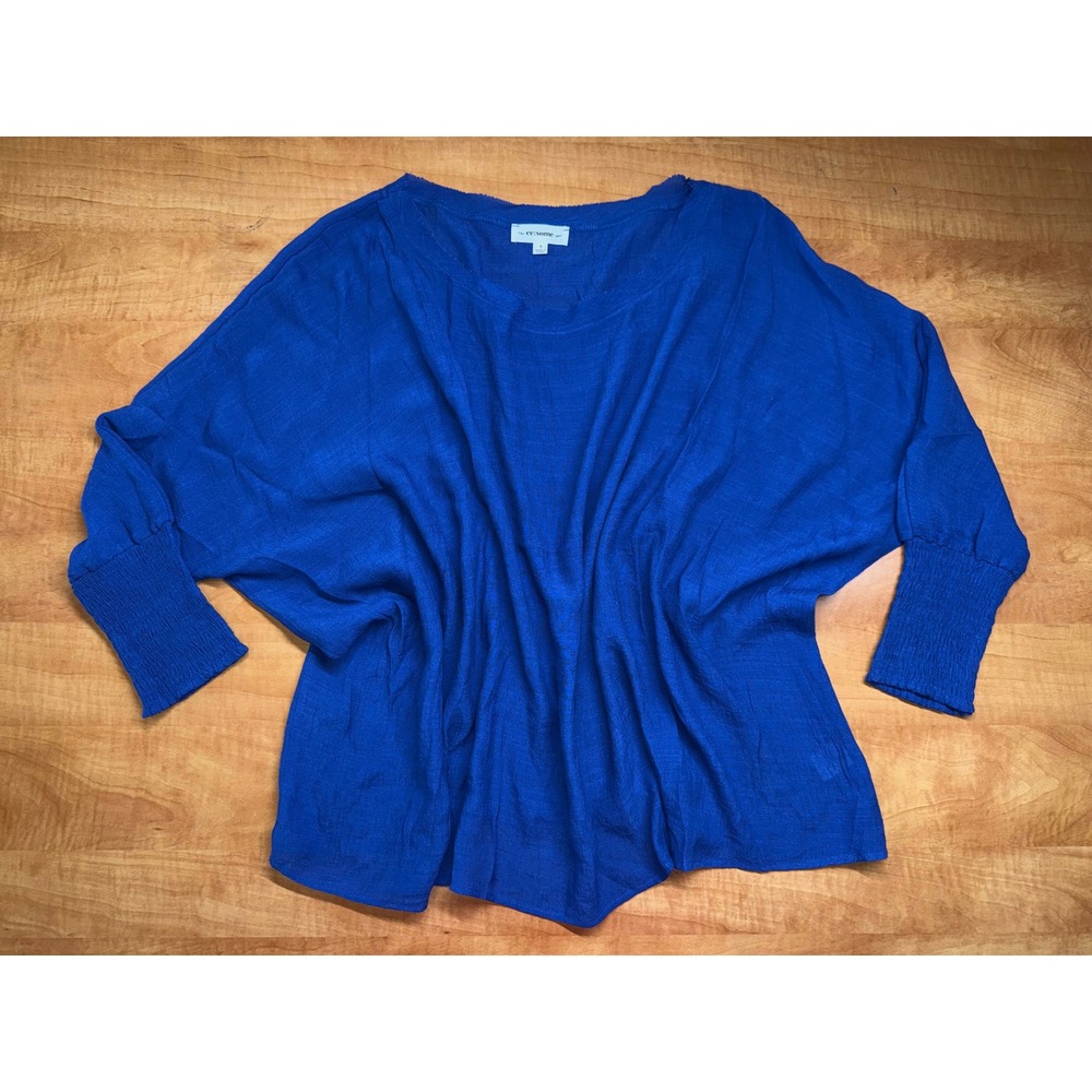 Ee:some Royal Blue Dolman Balloon Sleeve Smocked Cuff Oversized Top Small